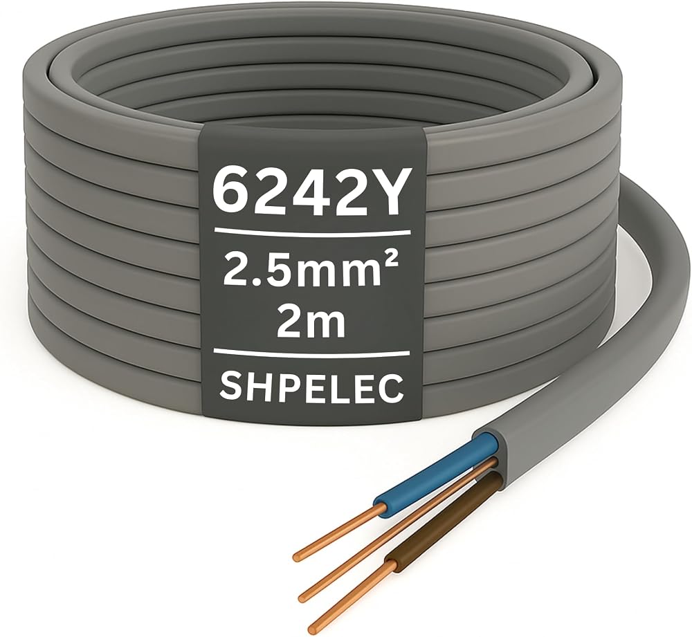 SHPELEC 6242YH Twin and Earth Cable 2.5mm 2m BASEC Approved