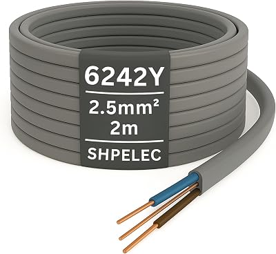 SHPELEC 6242YH Twin and Earth Cable 2.5mm 2m BASEC Approved
