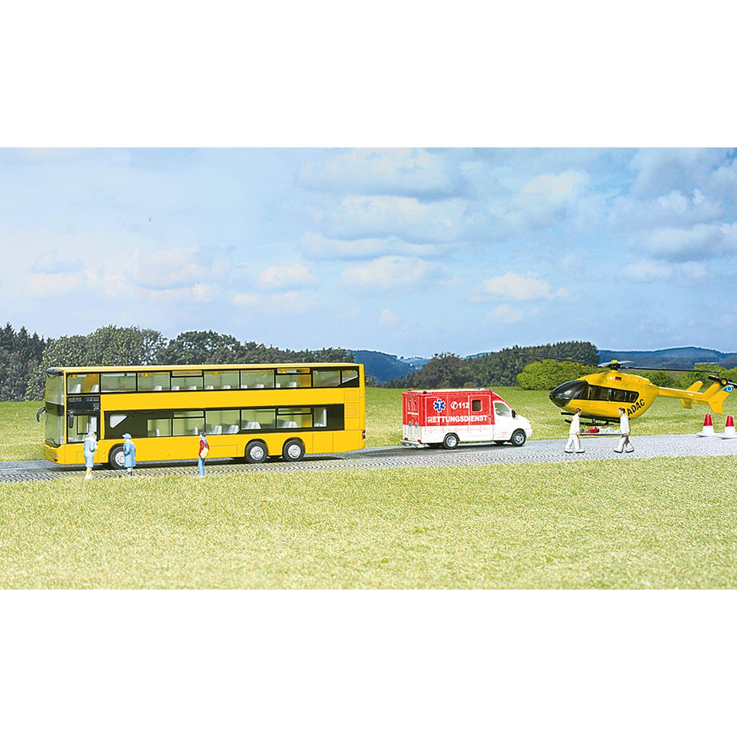 Siku 1884, MAN Doppelstock Linienbus, 1:87, Metall/Kunststoff, Gelb, Bereifung aus Gummi 2