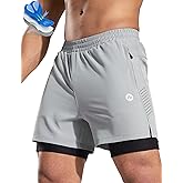 Nepest Men's Mountain Bike Shorts 4D Padded Cycling Bicycle Biker Riding Loose-fit Gel Padding MTB Shorts Zipper Pockets