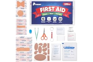 PTEROMY 100 Piece Mini First Aid Kit, Portable Small Emergency Kits Compact 1st Aid Kit for Car, Travel, Home, Camping, Outdoor, Hiking