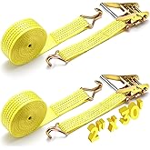 Chapou 2 Pack Ratchet Straps 2 Inch x 30 Ft Heavy Duty Tie Down Straps Ratchet with J Hook 6613 Lbs Working Load 10000 Lbs Break Strength for Moving Appliances, Lawn Equipment and Motorcycles