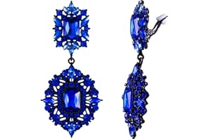 Flyonce Women's Rhinestone Crystal Art Deco Vintage Style Gatsby Clip-on Dangle Chandelier Earrings
