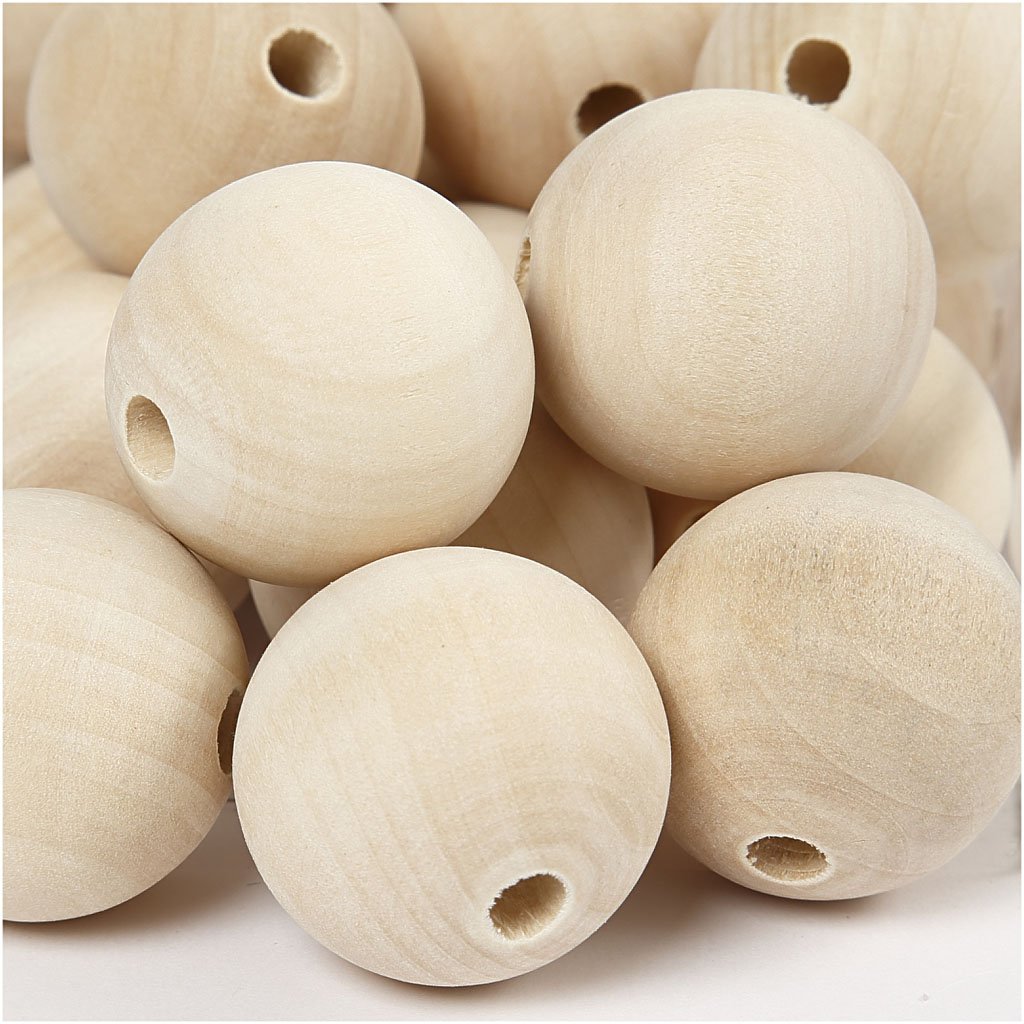 Creativ 566730 Wooden beads, D: 30 mm, hole size 5 mm, china berry, 50pcs