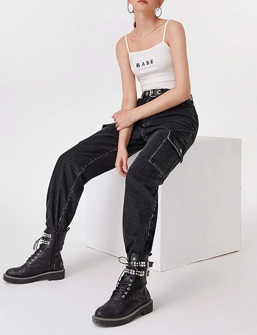 flap pocket side baggy jeans