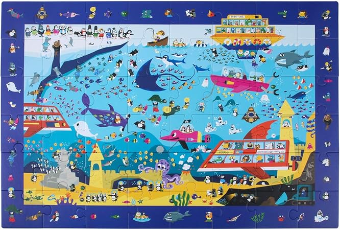 Amazon Robud フロアパズル 子供用 海洋冒険 48ピース 観察ジグソーパズル オリジナルアートワーク 就学前教育学習玩具 幼児 子供用 ジグソーパズル おもちゃ