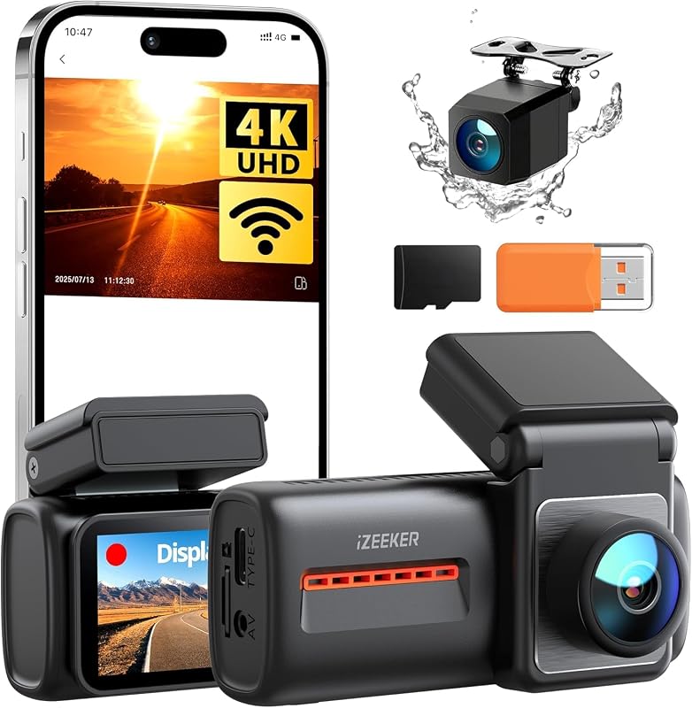 4K Dashcam Auto Vorne Hinten, WiFi 6 Auto Kamera mit 32GB SD Karte