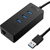 AUKEY USB Hub with 3 USB 3.0 Ports for Data Transfer, 1 Ethernet Port, Desktop Hub for Mac, Windows, and Other Laptops