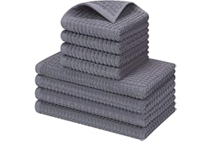 SHAWNTOO 8Pack Kitchen Dish Towels ,100% Cotton Dish Cloths, Super Soft,Super Absorbent and Quick Drying Anti Odor,Very Suitable for Kitchen Cooking and Cleaning Kitchenware Washing,Drying Dishes (Gray)