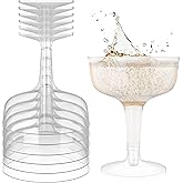 Exquisite Plastic Champagne Coupe Glasses Set -96 Pack 4 Oz. - Crystal Clear Disposable Champagne Glasses With Stem - Plastic Champagne Glasses Disposable - Ideal For Weddings, Birthdays, And Parties