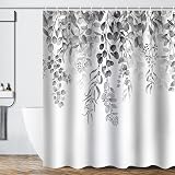 WELTRXE Grey Eucalyptus Shower Curtain 183x183 cm with 12 Hooks Polyester view 6