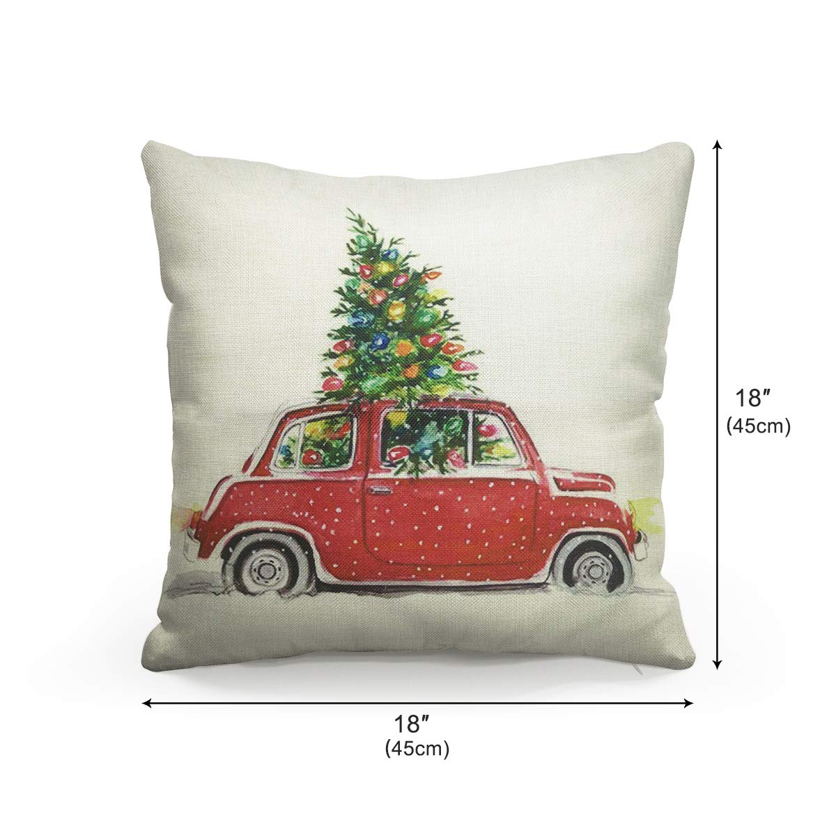 TIGERNU Throw Pillow Covers 18x18 inch (45x45cm) Linen Pillowcases Christmas Decorations Winter Snow Auto Church Cushion Cover for Couch Bed Sofa Car- Set of 4