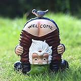 HOSNNER Halloween Gnome Statue - Resin Funny Bird Welcome Figurines for Outdoor Patio, Lawn, Yard Art Decoration Winter Chris