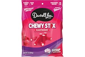 Darrell Lea Fabulicious Sour Candy Stix, Soft and Tangy, No Artificial Flavors, Palm Oil Free, Made in Australia, Shareable (Sour Raspberry, 7 Ounce (Pack of 1))