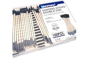Usdrwam 100 Pcs Sanding Sticks, Double End Matchsticks Sanding Twigs, Detailing Polishing Sanding Sticks Tools for Tight Spaces Plastic Models Wood 150/280 Grit 5.5 × 0.2 Inch