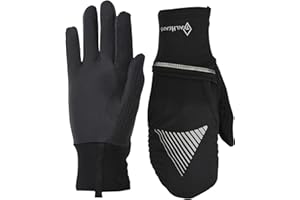 TrailHeads Womens Running Gloves Touchscreen Fingers & Convertible Waterproof Mitten Shell - for Winter, Reflective, Warm