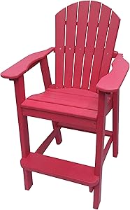 Phat Tommy Recycled Poly Resin Balcony Chair – Durable and Eco-Friendly Adirondack Armchair. This Patio Furniture is Great for Your Lawn, Garden, Swimming Pool, Deck. (Cranberry)