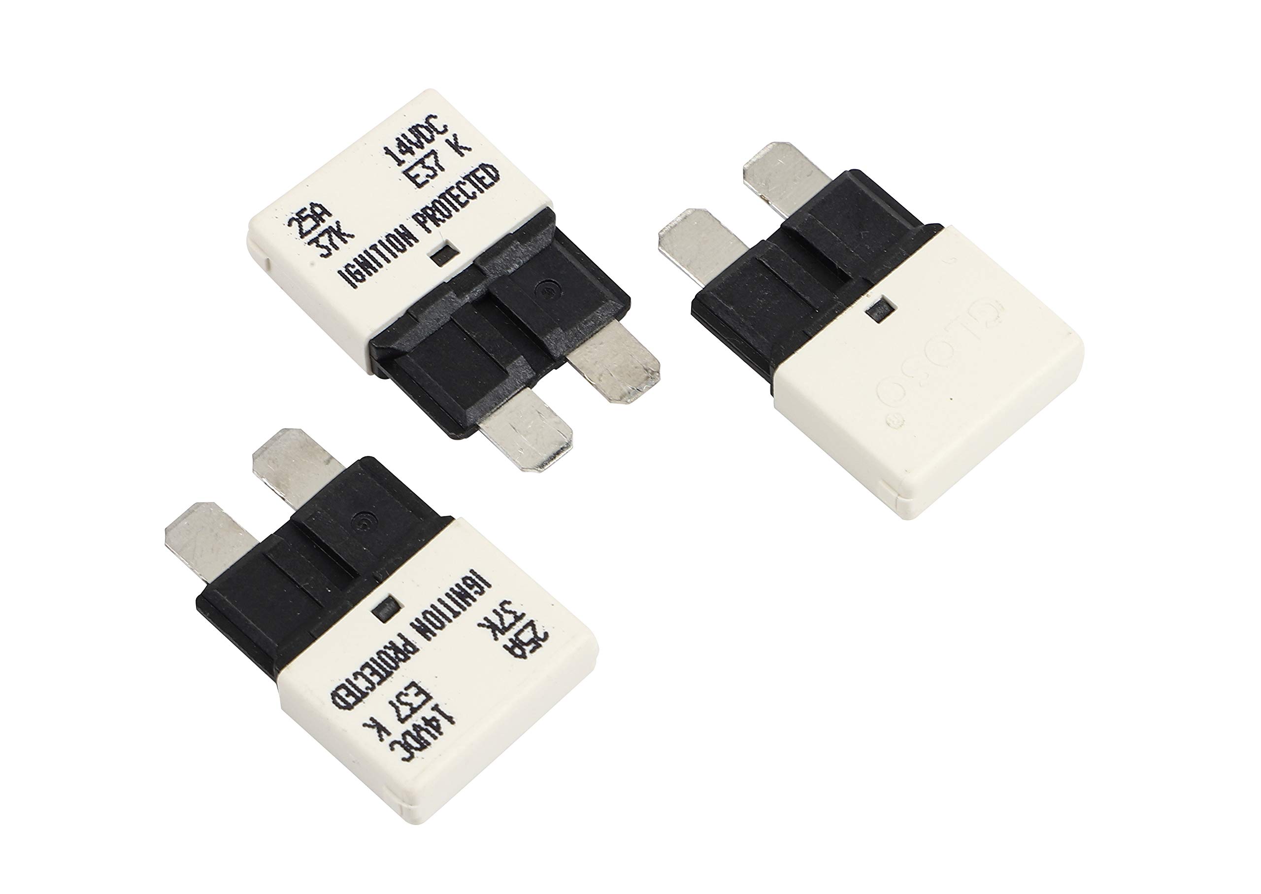 GLOSO E37 Auto (T1) Reset Low Profile ATC/ATO Circuit Breakers (25A, 3 Pack)