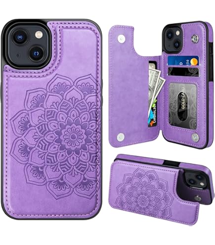 Asuwish Custodia Portafoglio Per IPhone 14 Plus 6,7'' – Con 3 Slot, Pellicola Vetro, Cinturino E Tracolla, Blu - 4
