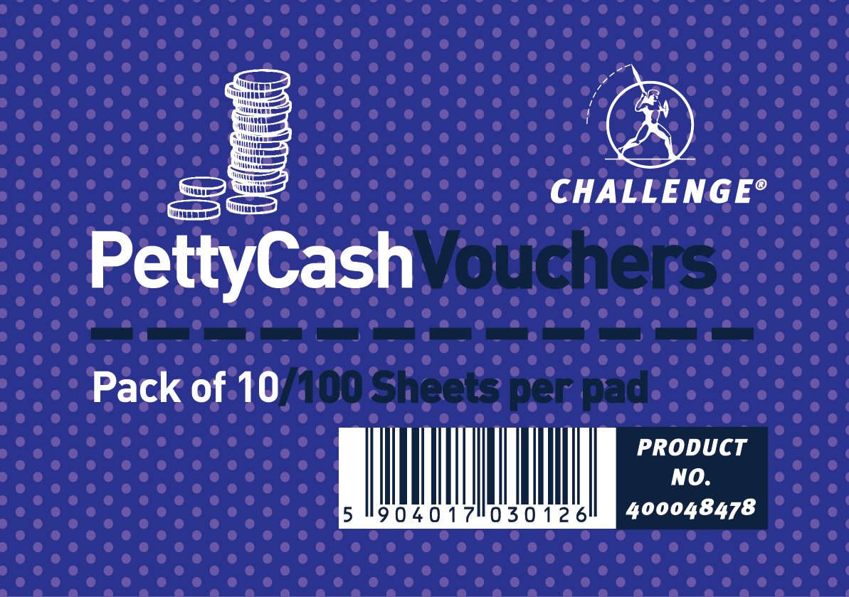Challenge 126 x 87 mm Petty Cash Slips, Not Duplicate, 100 slips, Set of 10, 400048478