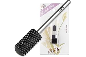 PANA 3/32" Smooth Round Top Safety Carbide Nail Drill Bit for Gel Polish & Acrylic Removal Nail Salon Manicure Pedicure Electric File Tools (Large Barrel - DLC Black, Extra Coarse)