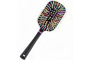 Hiiooweiyi Tough Rainbow Bristle Mane/Tail Brush Rainbow Paddle Mane and Tail Brush Air Cushion Comb Detangler Plastic Forky Comb for Horses