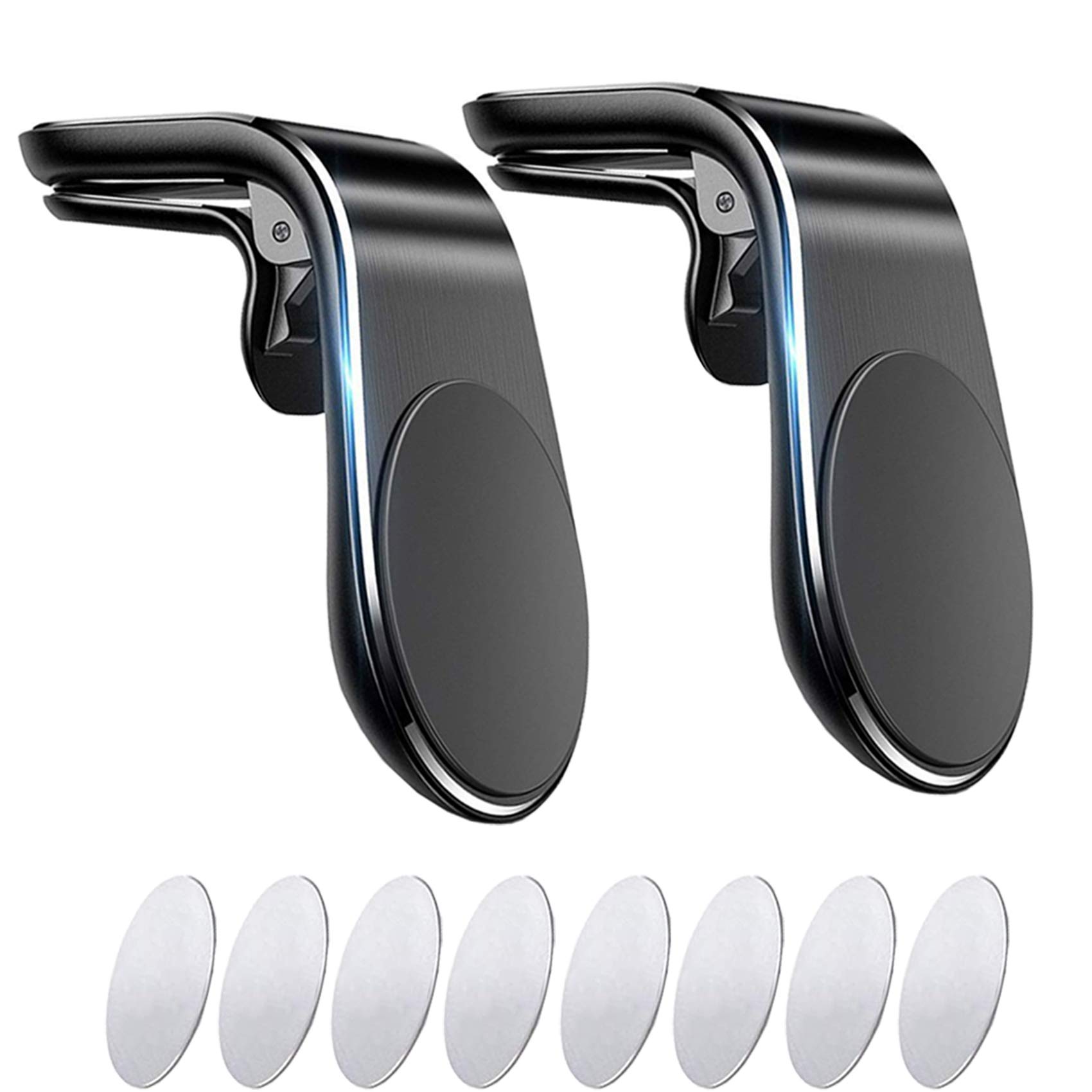 EasyULT 2 Pieces Magnetic Universal Car Mobile Phone Holder, Magnet Car Mobile Air Grilles Ventilation Phone Holder, for iPhone Galaxy Smartphone and GPS- Black