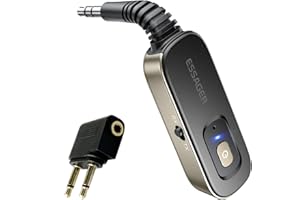 ESSAGER Bluetooth Receiver for Car, Noise Cancelling 3.5mm AUX Bluetooth Car Adapter, Wireless Audio Receiver Transmitter for Home Stereo/Wired Headphones Airplane, Gold