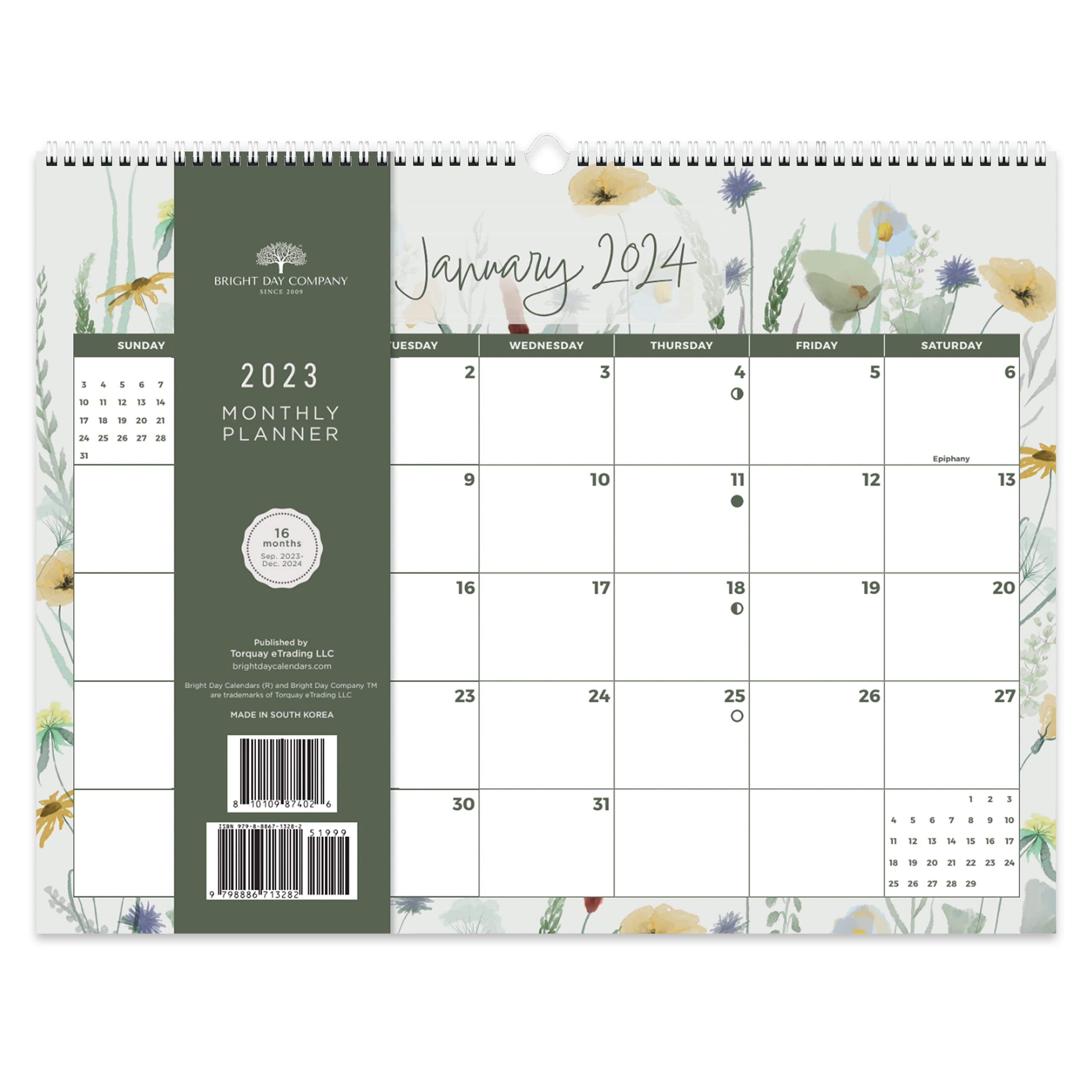 2024 Floral Spiral Weekly Calendar by Bright Day July 2023-December 2024
