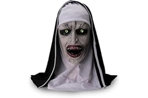 Wellinology Nun Scary Halloween Mask, The Nun Creepiest Latex Full Head Mask Spirit Gothic Supernatural horror Halloween Party Costume