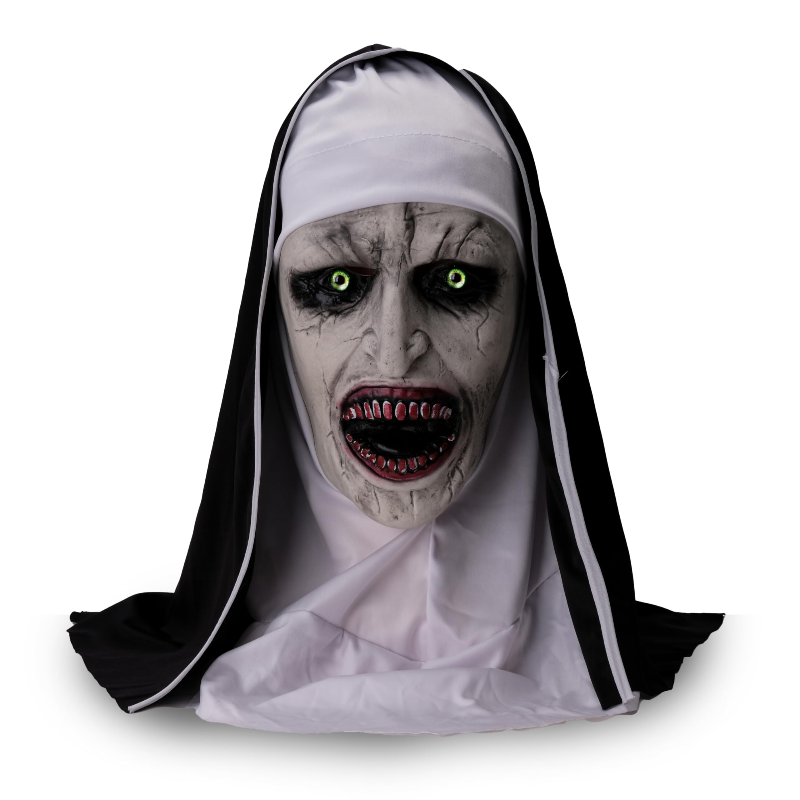 Photo 1 of Wellinology Nun Scary Halloween Mask, The Nun Creepiest Latex Full Head Mask Spirit Gothic Supernatural horror Halloween Party Costume