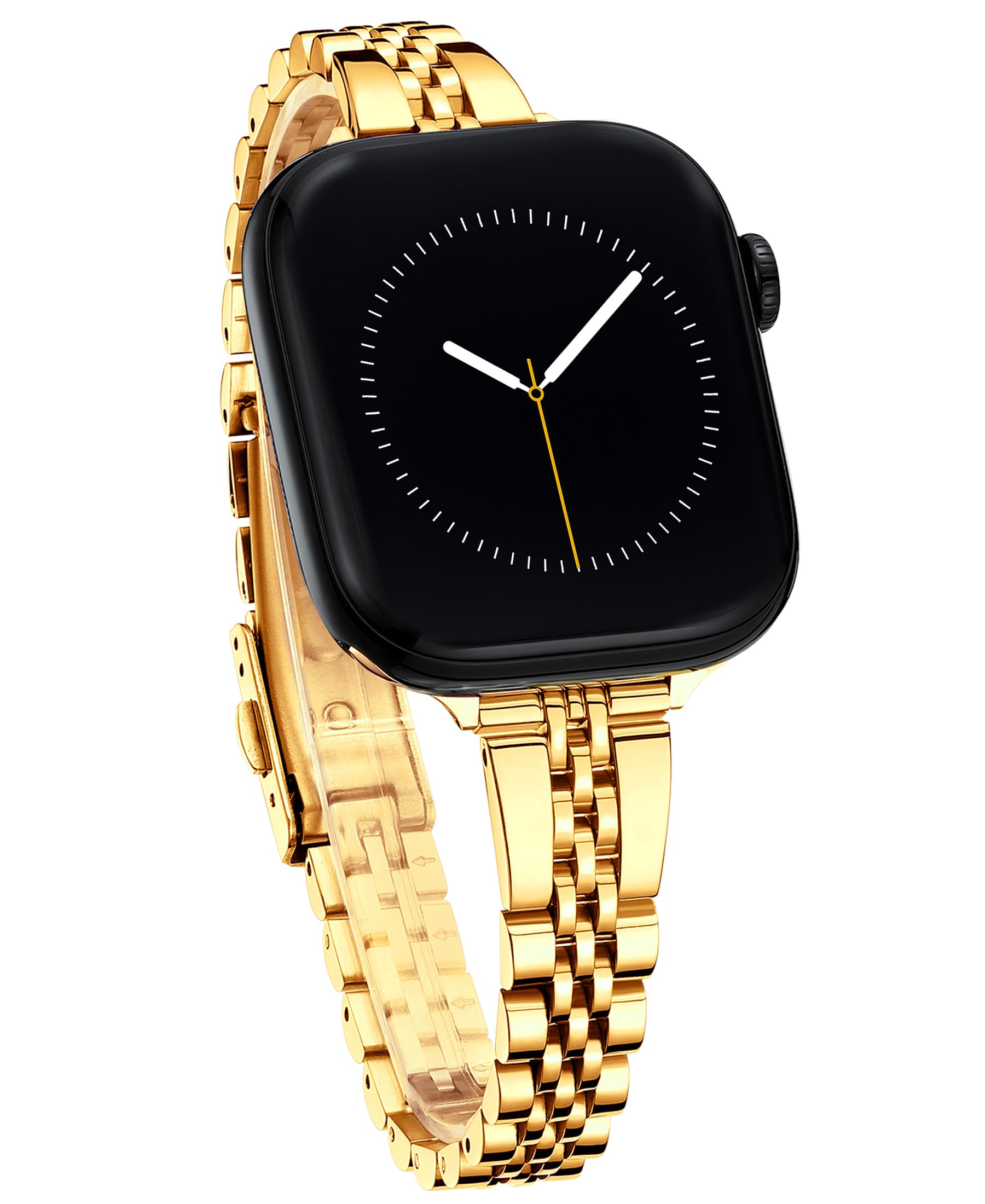 Thin Watch Band for Apple Watch Series 11, 10, 9, 8, 7, 6, 5, 4, 3, 2, 1 and SE 3/2/1 for Women, Dressy Stainless Steel Metal Band for Apple Watch 40mm 41mm 42mm 38mm for iWatch Gold