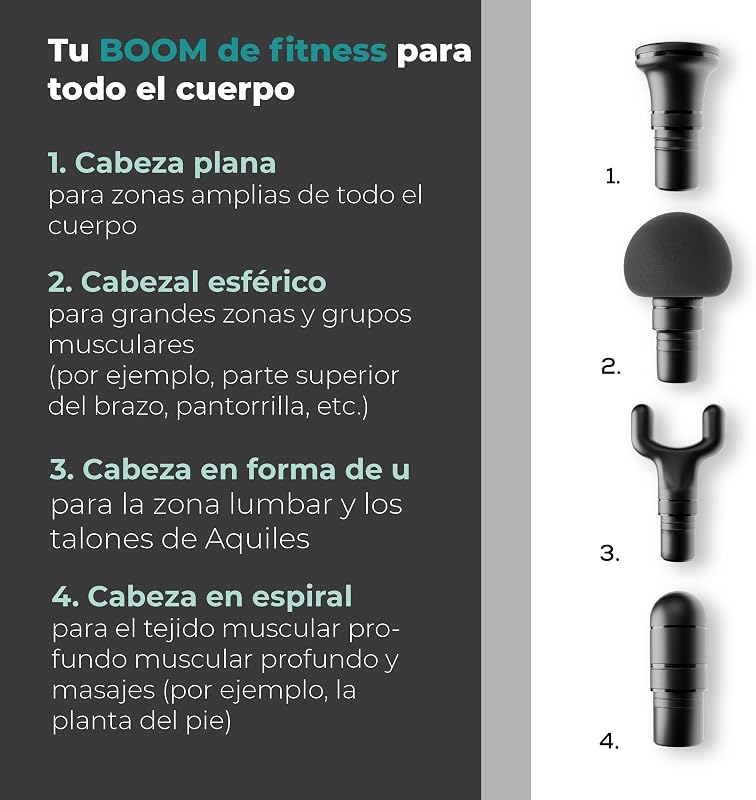 Antelope BOOM Arma de Massagem Muscular, Pistola de Massagem Compacta com 4 acessórios, para relaxamento e regeneração, massagem poderosa nos pontos gatilho, 5 níveis de intensidade e bateria