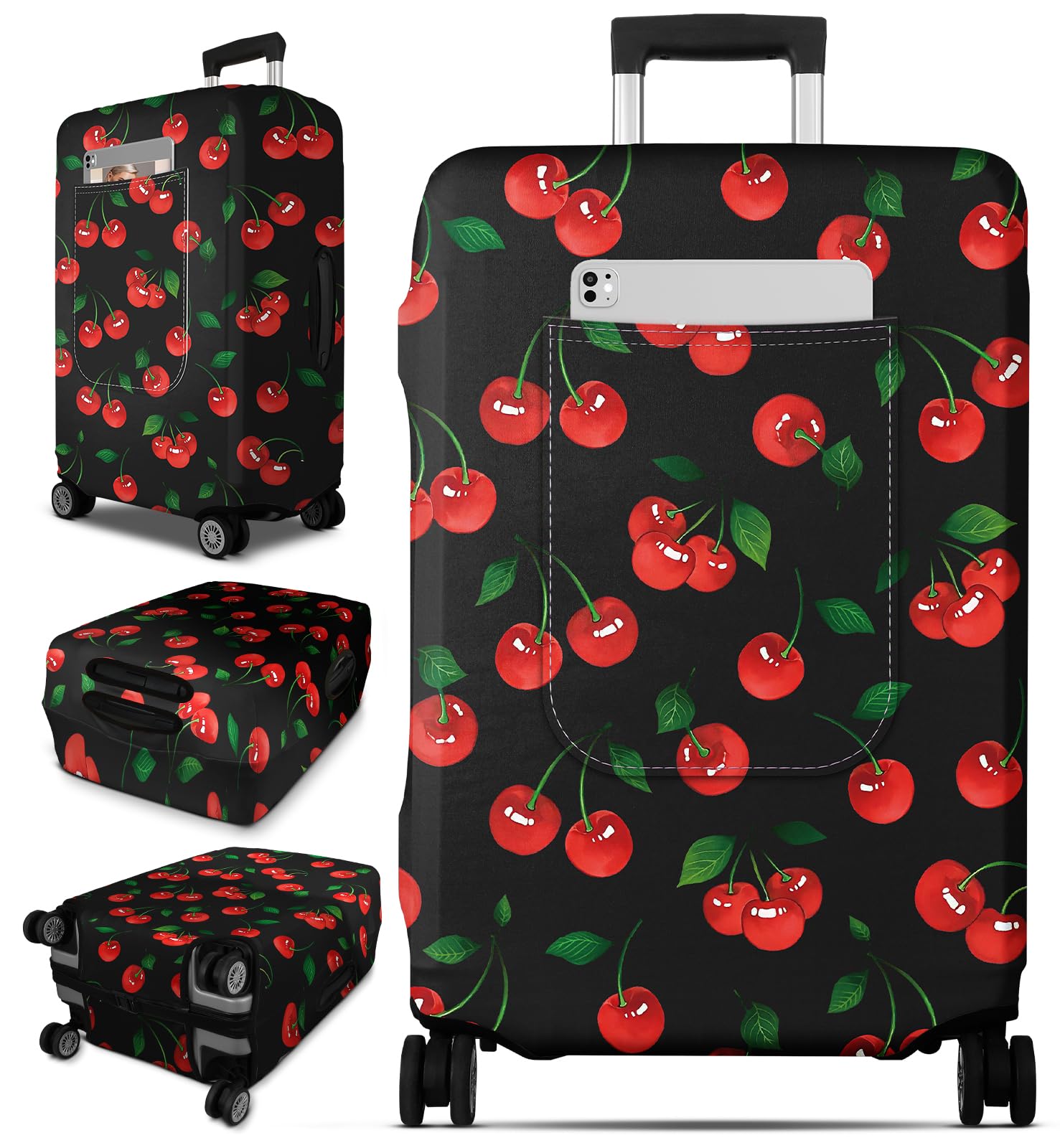 Photo 1 of Slohif Luggage Cover for Suitcase Tsa Approved Protector - Luggage Sleeve Large Suit Case Cover Travel Stretch Baggage Case Protective Washable Fit 18-32 Inch Cherry M