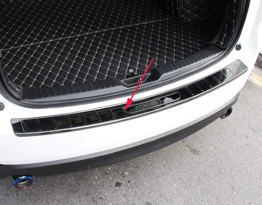 Cosilee Stainless Steel Outer&Inner Rear Bumper Protector Plate Door Sill Plate Cover for Mazda CX-5 CX5 2017 2018(Outer,Black)