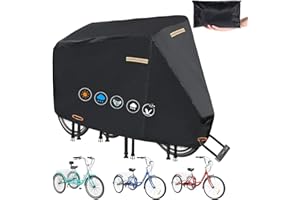 GRABADO Tricycle Cover for Adult Bike,420D Heavy Duty Electric Trike Covers Waterproof Outdoor with 3 Wheel Lock Holes,Waterproof Strip,3 Windproof Buckles,Accessories Fit for Various 3 Wheel Bike Types