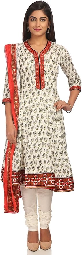 biba red cotton kalidar suit set