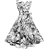 Hanpceirs Women's Boatneck Sleeveless Swing Vintage 1950s Cocktail Dress New