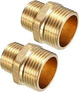 Sourcing Map Brass Reducing Hex Nipple 3/4 BSPP Male x 1/2 BSPP Male Adapter view 1