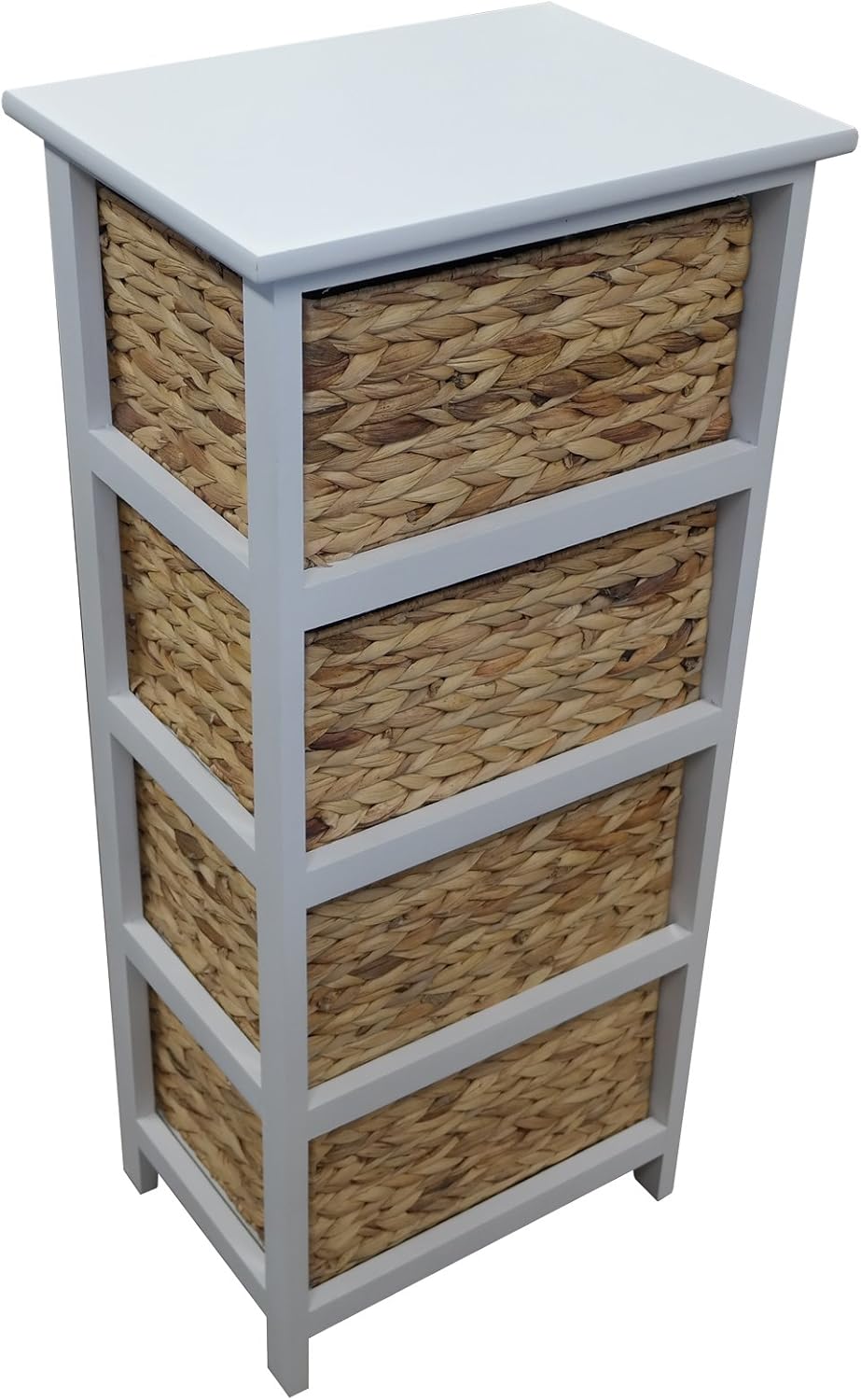 4 Drawer Wicker Chest With White Wooden Frame Household Storage