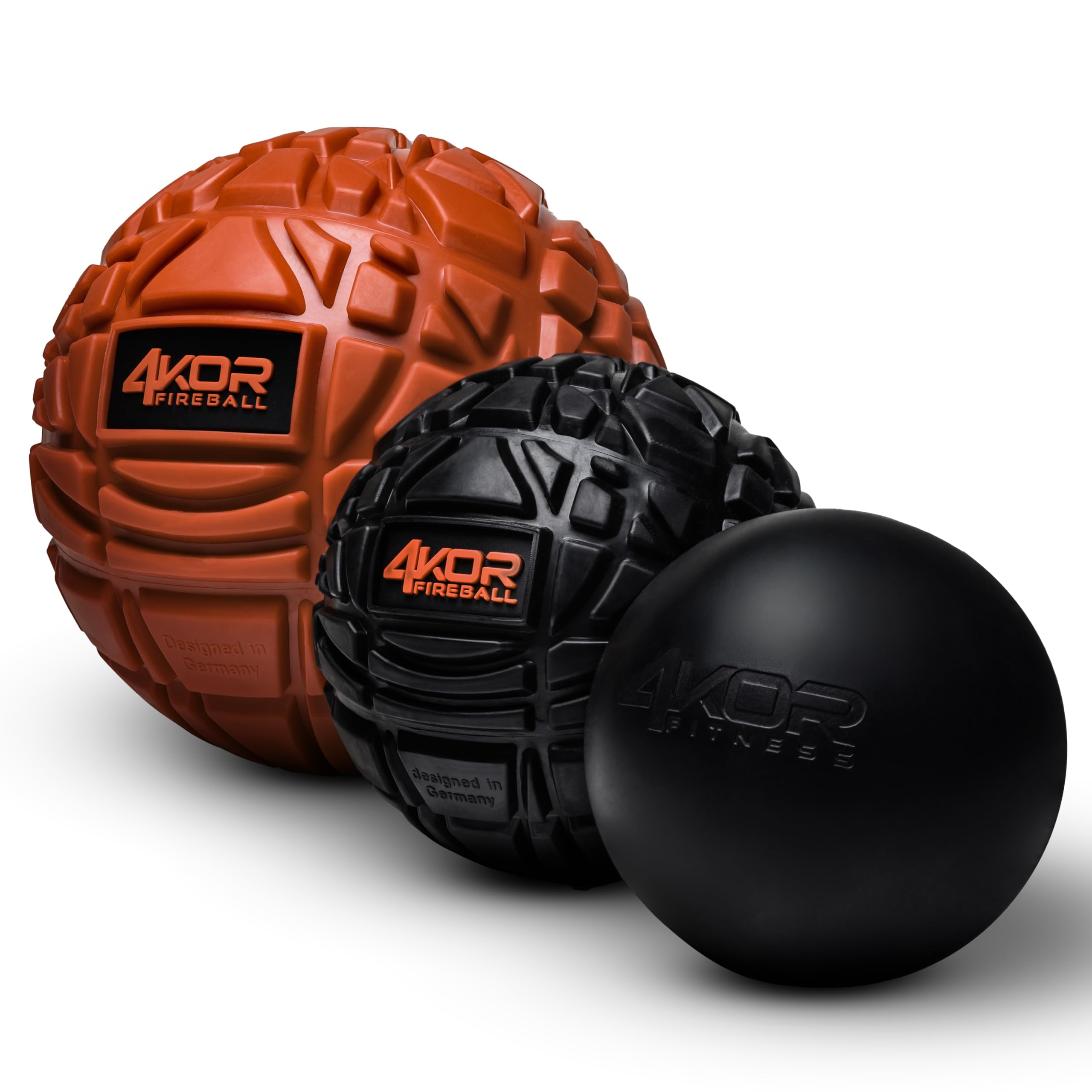Massage Balls for Deep Tissue Muscle Recovery by 4KOR Fitness, Perfect for Myofascial Release and Trigger Point Therapy (12cm and 8cm 4KOR Fireball with Lacrosse Ball)