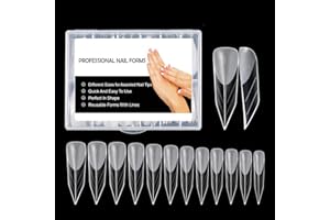 NMKL38 120pcs Dual Nail Forms Poly Extension Gel Nail Molds With Scale Builder for Gel Manicure Nail Art Design Salon DIY at Home