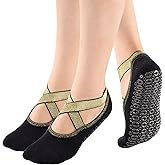 Teebulen Womens and Girls Glitter Padded Anti Skid Non Slip Yoga Socks with Grips for Barre Pilate Ballet