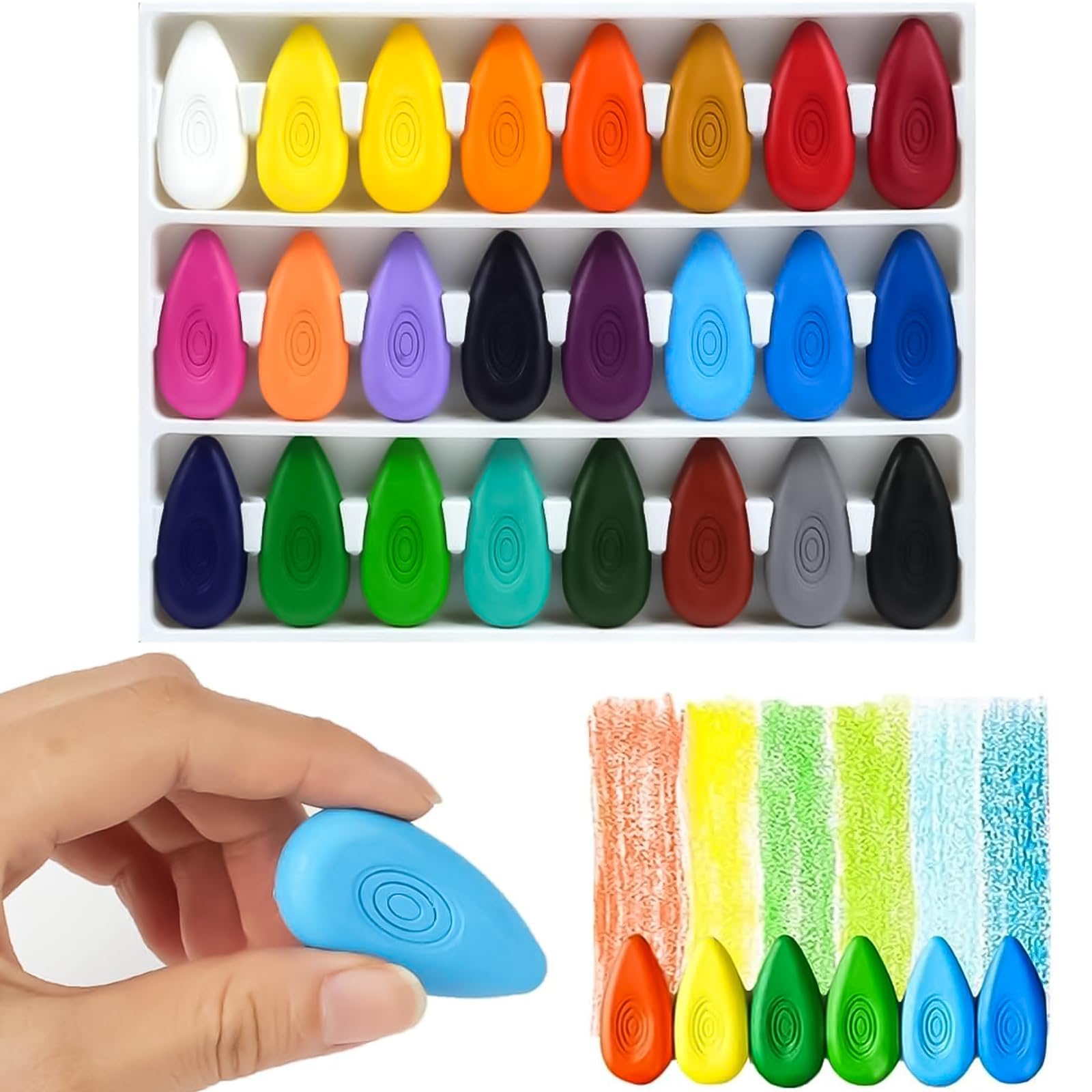 OSDUE Crayons for Toddlers, 24 Colors Non-Toxic Crayons for Kids, Washable Unbreakable Easy-Grip Colouring Art Supplies Toys for Kids Ages 2+, Safe Toddler Coloring Art Gift
