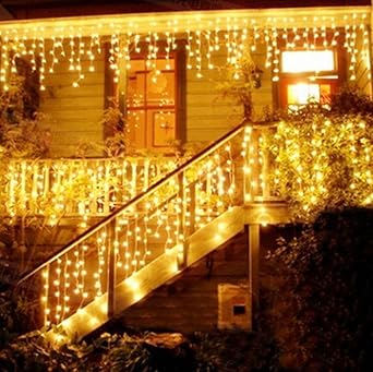 216 LED 5M Eisregen/Eiszapfen Lichter, LED Lichtervorhang Lichter, Weihnachtsdeko Weihnachtsbeleuchtung Deko Christmas INNEN 