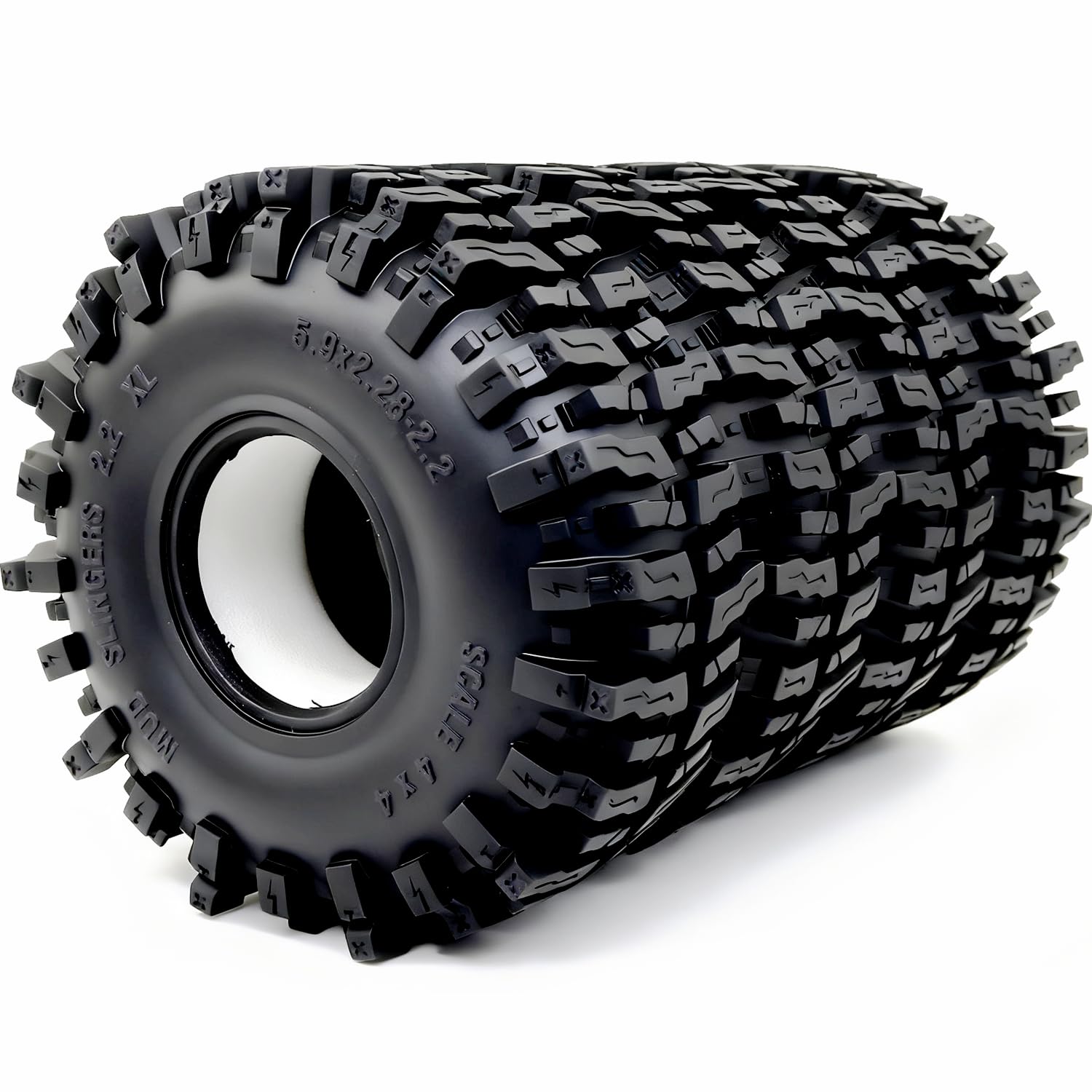 Photo 1 of HOBBYSOUL 5.9'' Tall RC 2.2 Crawler Tires - Mud Slingers XL T8 2.2‘’ tire for 1/10 Scale RC Crawler Upgrades, HS701805