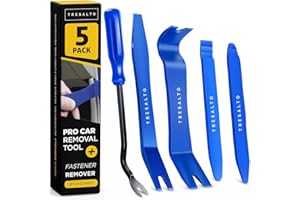 Tresalto Auto Trim Removal Tool Kit - 5 Piece Set for Dash, Door Panel, Clip Remover - Scratch-Resist Nylon Pry Tools for Interior Car Trims Work - Panel Prying Tools Included - Blue