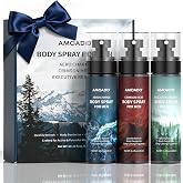 AMOADO Men&rsquo;s Body Spray Set &ndash; Body Spray for Men,Deodorizing Body Mist Refreshing Spray, Aluminum-Free Cologne for Him, Oriental &amp; Woody Scents,Each 3.4 fl oz