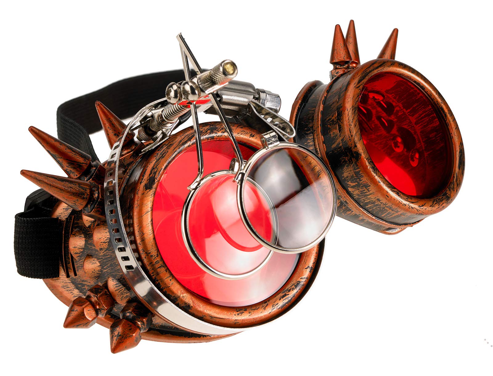 4sold Loupe Steampunk Black Cyber Goggles Rave Goth Vintage Victorian like Sunglasses (Copper Studs Eye Loupes)