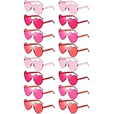 16 Heart Rimless Sunglasses Retro Colored Party Glasses Bulk Gradient Transparent Fun Eyeglasses for Unisex Adult